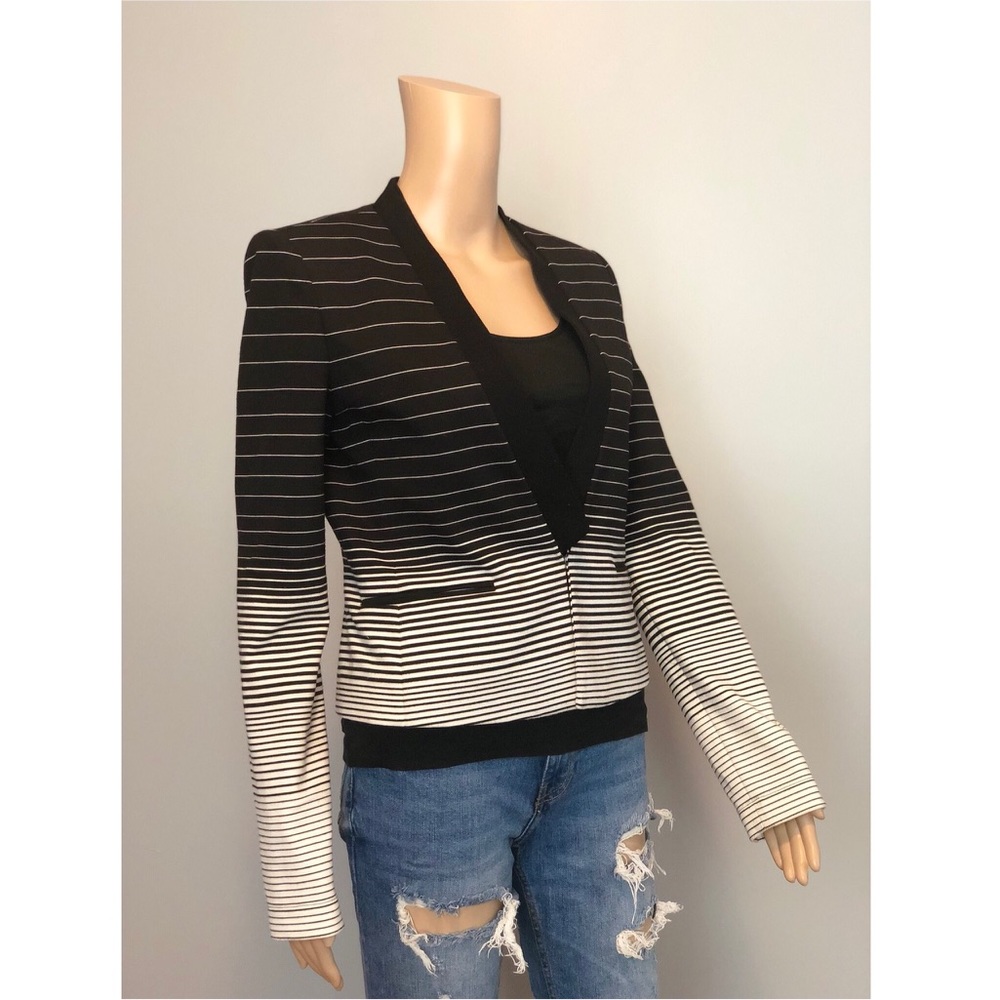 BCBGMAXAZRIA Blk white stripe GUY blazer jacket - Picture 5 of 8